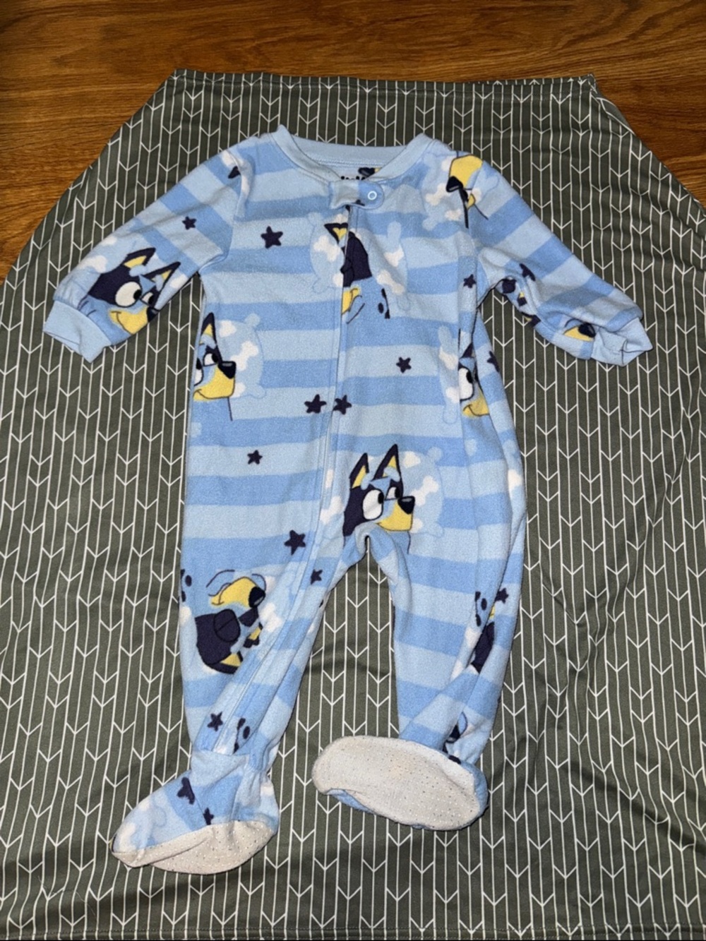 Blue Striped Footed One-Piece with Bluey Print